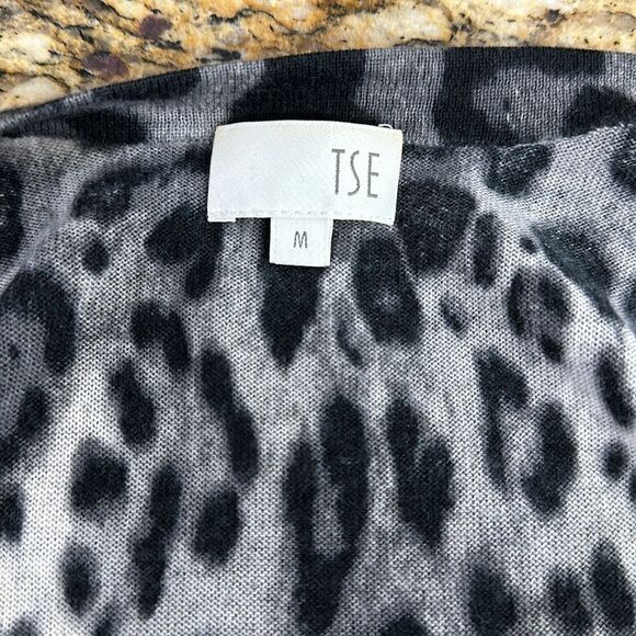 TSE Pure Cashmere Leopard Print Open Front Long Sleeve Cardigan Sweater Size M - Picture 6 of 10